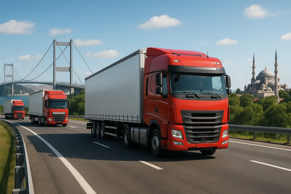 Moderner LKW auf tükischer Autobahn – Straßentransporte (LTL/FTL)